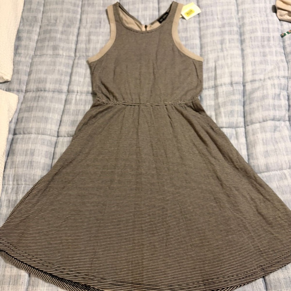 MM Couture by Miss Me Dress Cut Out Back Striped Womens L Gray NWT